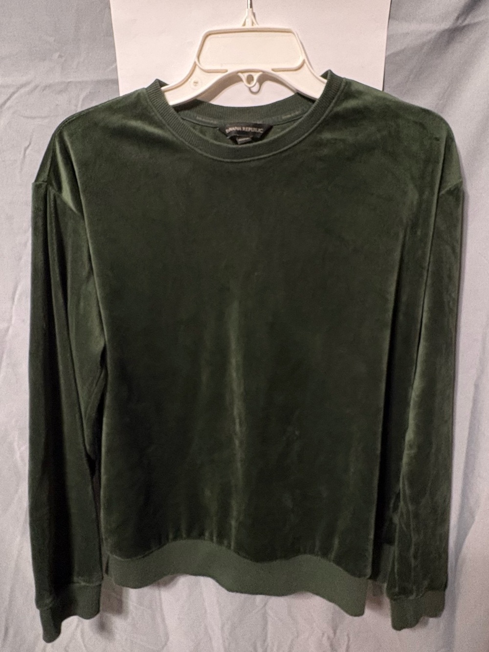 Banana Republic Velour Crewneck Sweater Forest Green